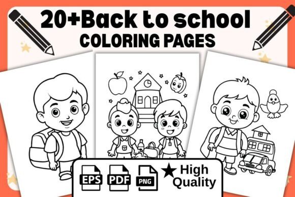 20 Back to School Coloring Pages Graphics