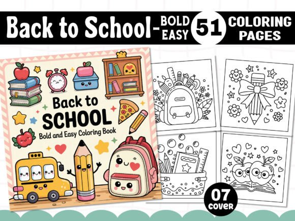 Back to School Bold Easy Coloring Book