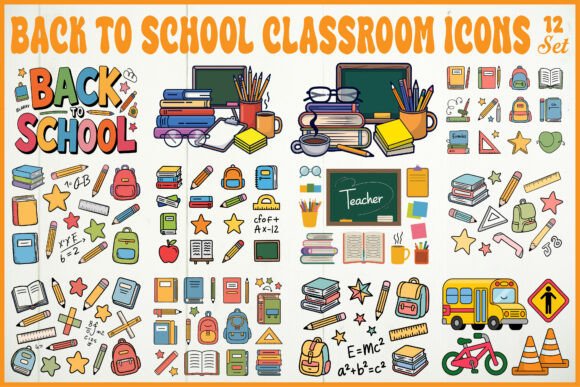 Back to School Classroom Icons Set