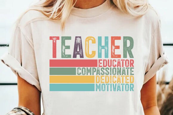 Back to School Colorful Teacher T-Shirt Graphics