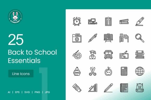 Back to School Essentials Icons Graphics