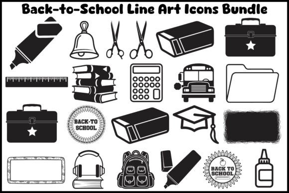 Back-to-School Line Art Icons Bundle: Graphics & Crafts