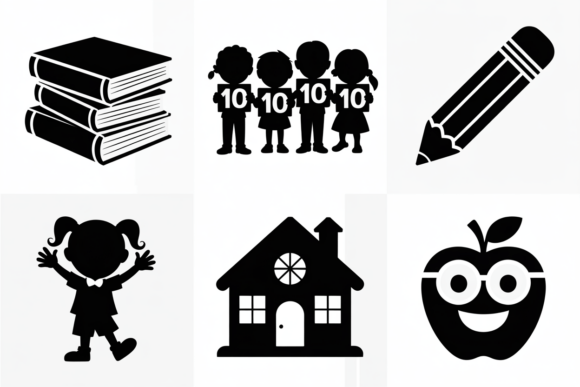 Back to School Silhouette Icons SVG