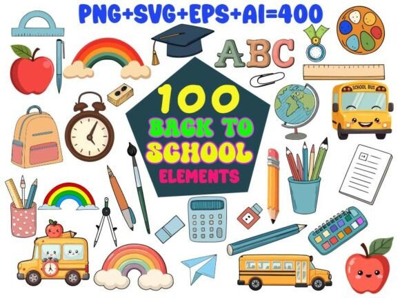 Back to School Supplies Svg, Png,Clipart