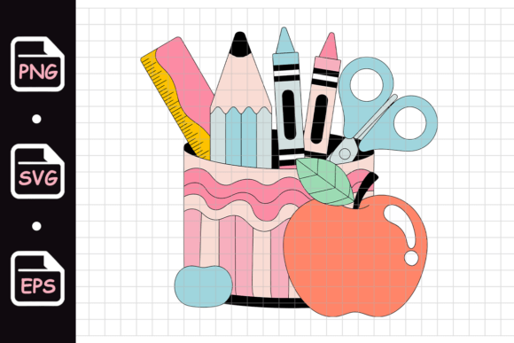 Cute School Supplies and Apple Clipart