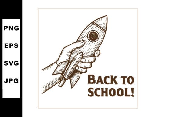 Hand Holding Rocket Ship with Back to Sc Graphics