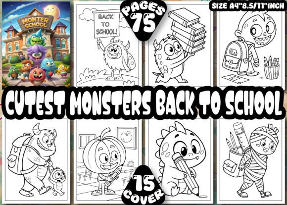Monsters Back to School Coloring Book Graphics