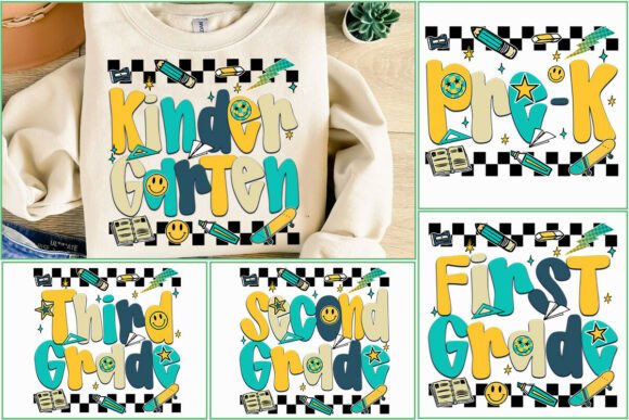Retro Back to School Smiley Bundle Png