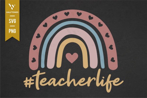 Teacher Life Retro Rainbow Back to Schoo Graphics